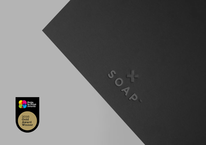 Soap™ Design Close up of award winning black embossed card