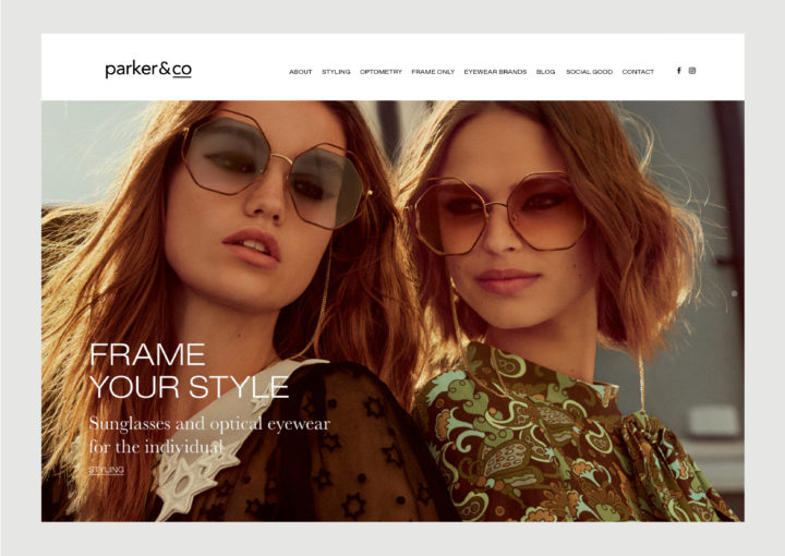 Parker and Co website homepage – features new Styling Service and Chloe 2018 campaign image