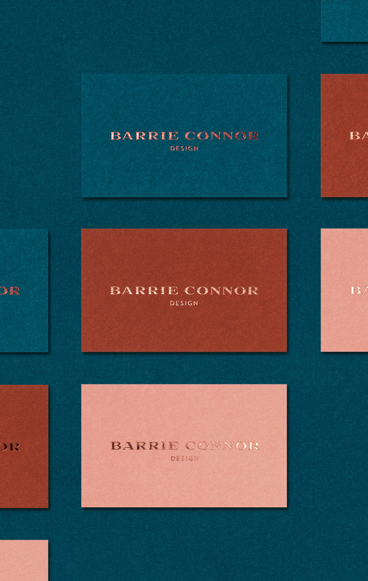 Barrie Connor business cards are created in 3 bespoke colours