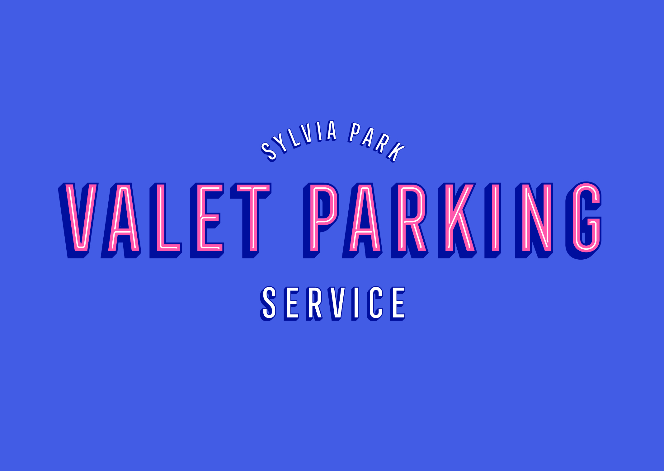 Retro themed identity for Sylvia Park Valet Parking Experience featuring Neon style lettering