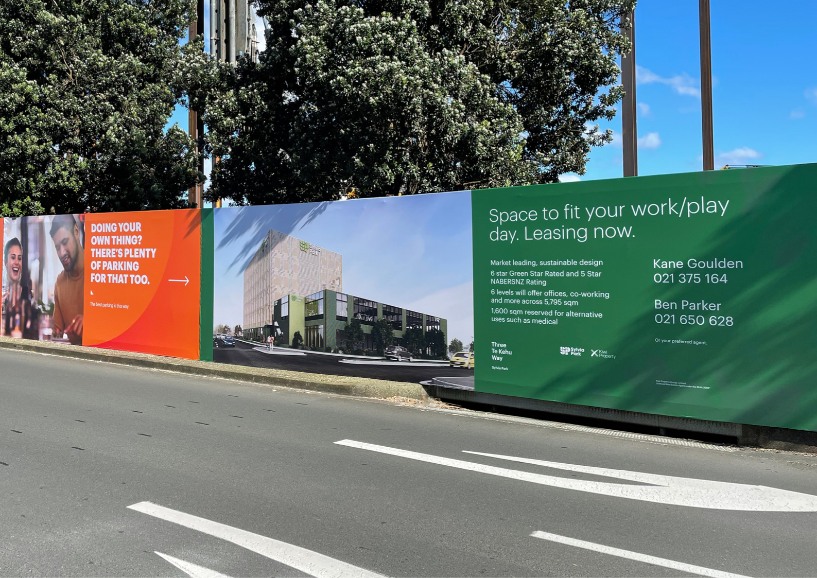 3 Te Kehu Way Commercial Property Development Hoarding and Parking messaging